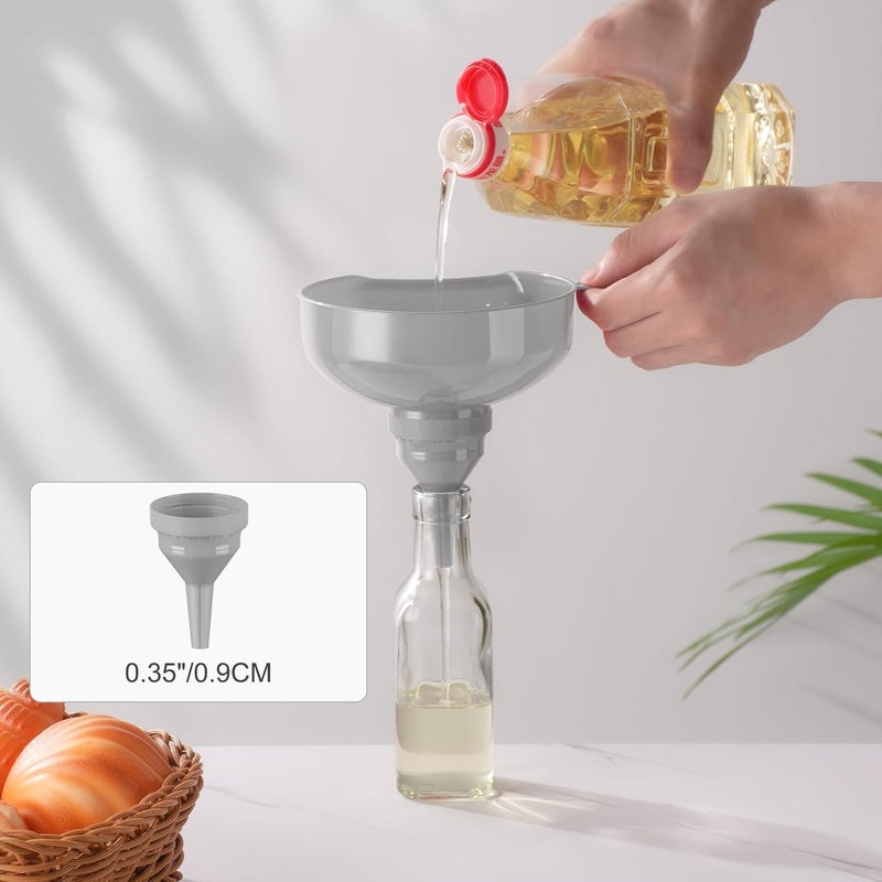 Pisol Wide Mouth Funnels for Kitchen Use, Versatile Food Grade Funnels for Filling Bottles, Plastic Cooking Funnel Set with Strainer, Large Long Neck Funnel for Canning, Mason Jar, Shampoo, Liquids - Image 5