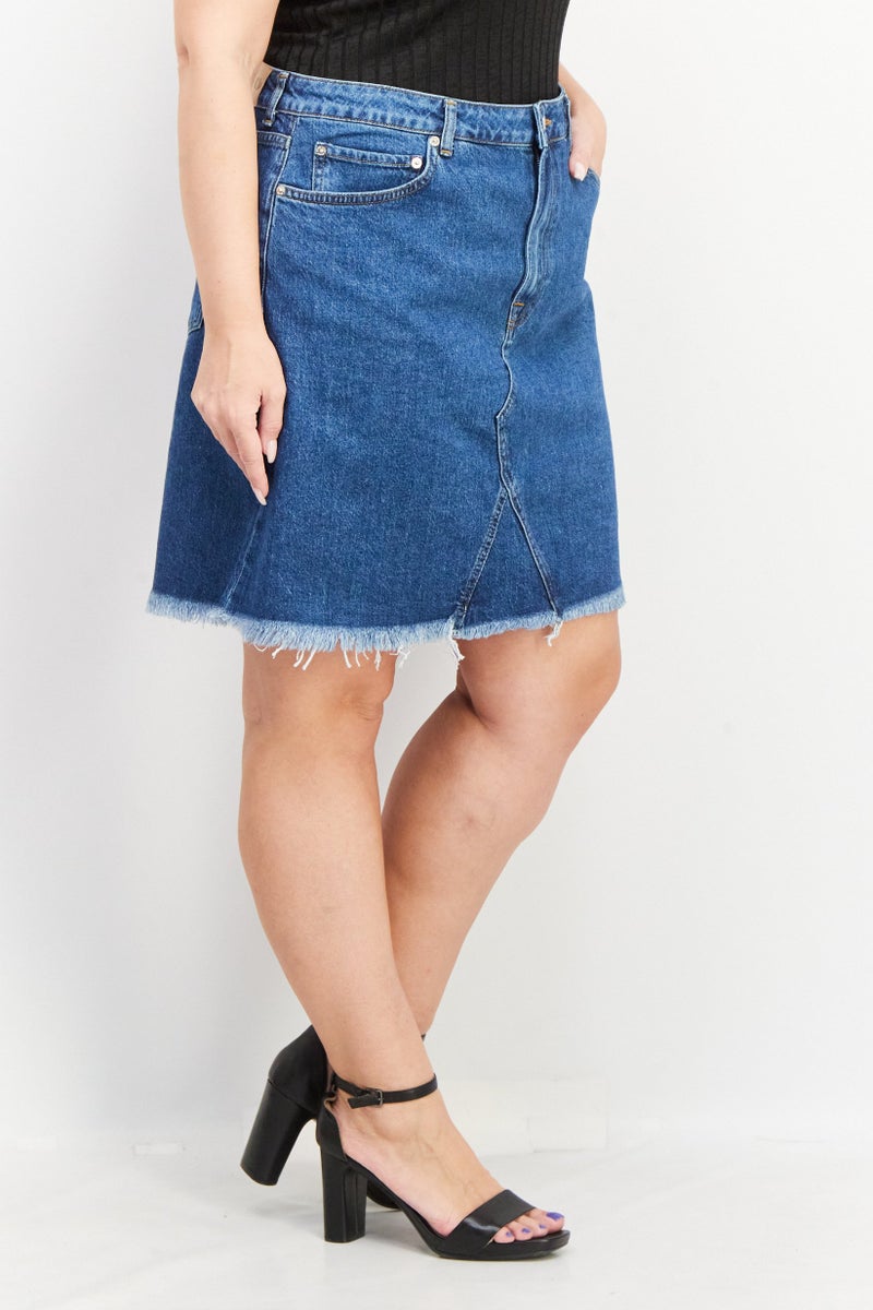 NA-KD Women Washed Denim Mini Skirt, Blue - Image 3