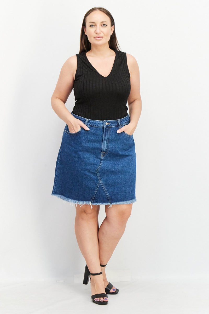 NA-KD Women Washed Denim Mini Skirt, Blue - Image 4