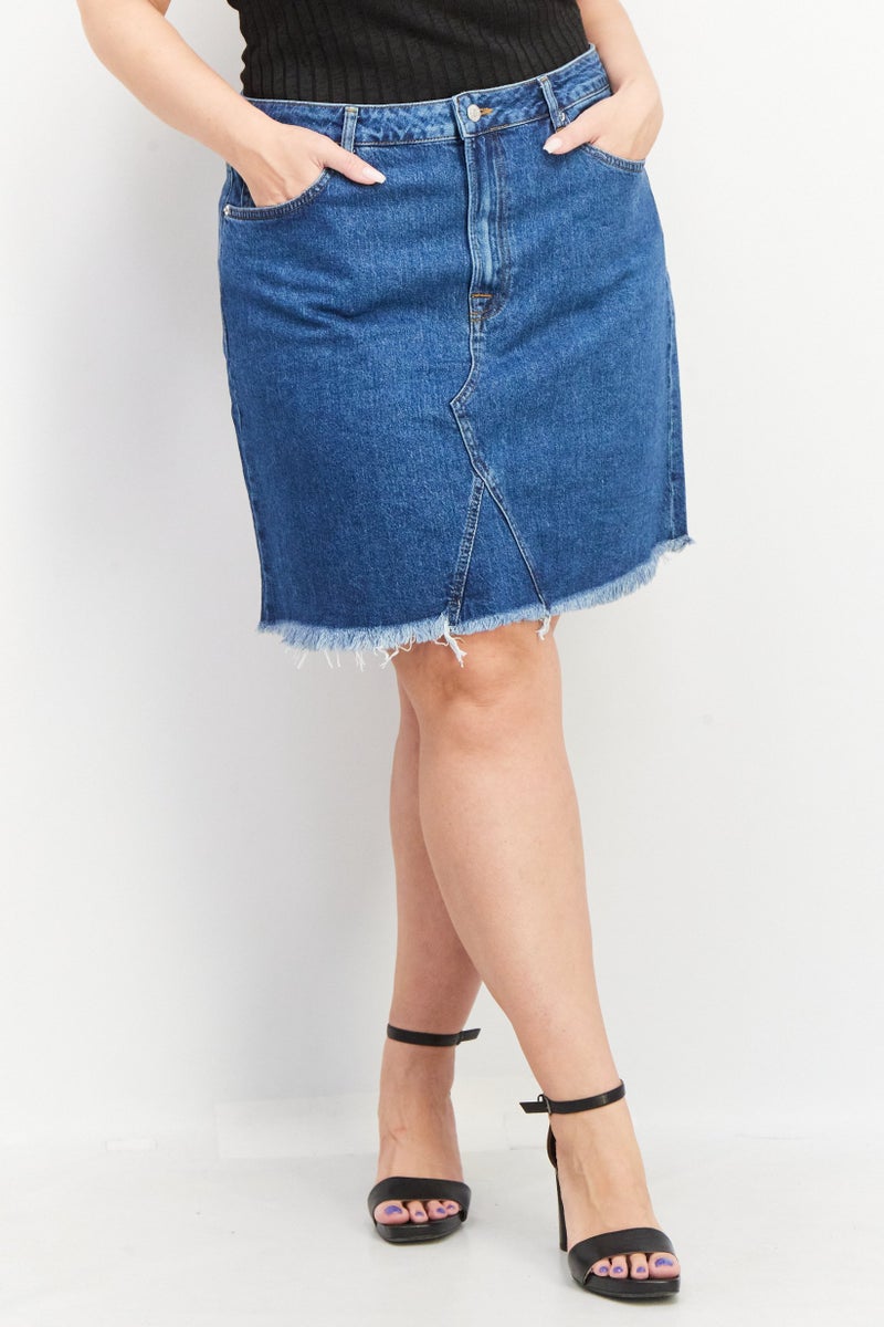 NA-KD Women Washed Denim Mini Skirt, Blue - Image 1