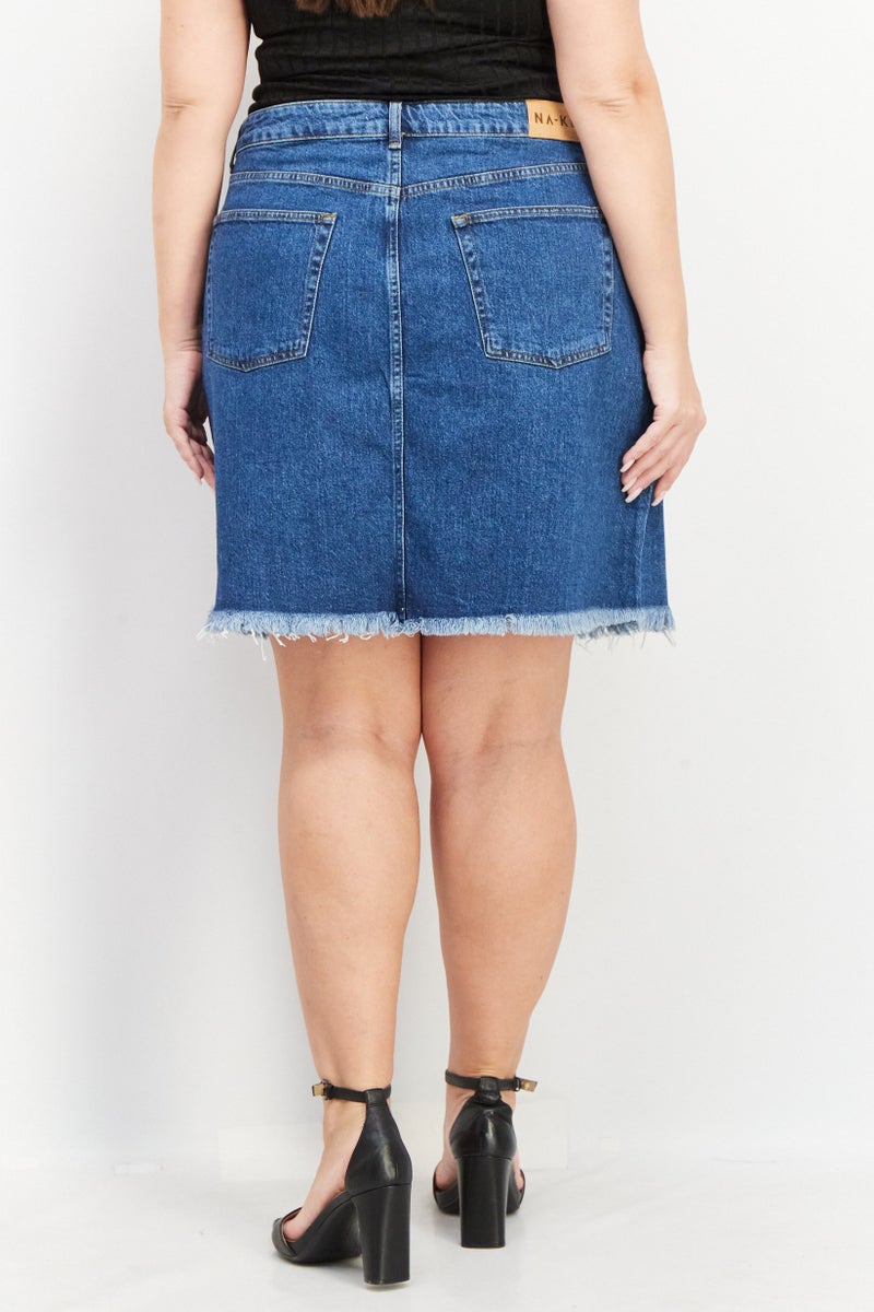 NA-KD Women Washed Denim Mini Skirt, Blue - Image 2
