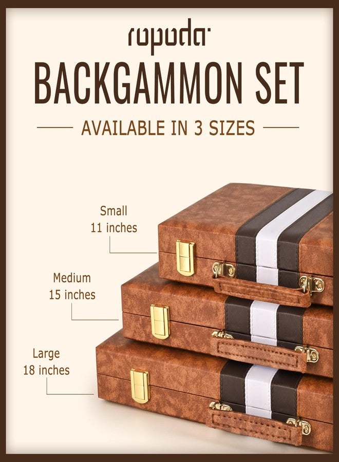 ropoda Backgammon Board Game Set (11 Inches) for Adults and Kids,Classic Board Strategy Game,Portable and Travel Backgammon Set with Premium Leather Case,Best Strategy & Tip Guid - Image 4