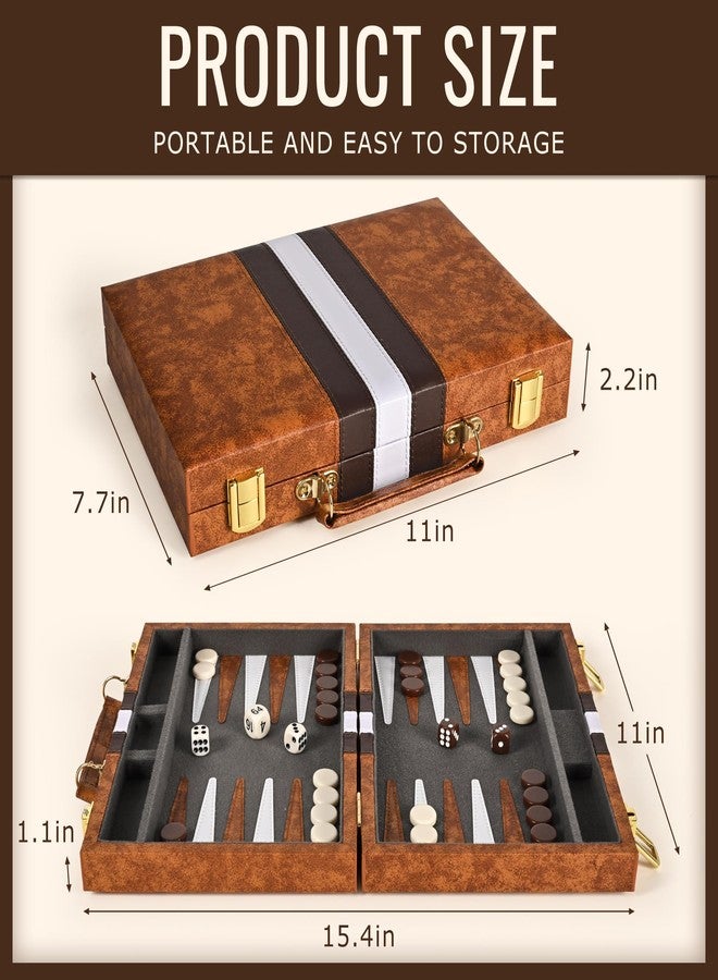 ropoda Backgammon Board Game Set (11 Inches) for Adults and Kids,Classic Board Strategy Game,Portable and Travel Backgammon Set with Premium Leather Case,Best Strategy & Tip Guid - Image 3
