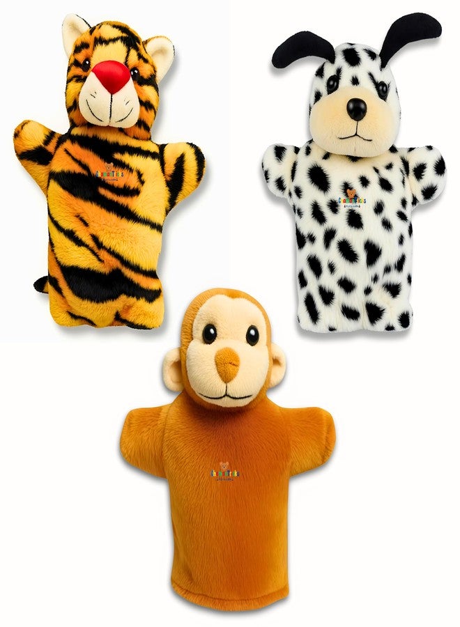 Chamantricks Storytelling Plush Puppets | Tiger | Monkey | Dog | Educational Animal & Bird Hand Puppets for Kids (New Pack of 3) - Image 1