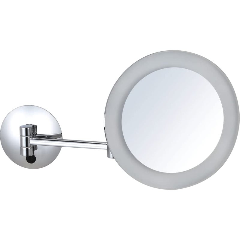 DOLPHY Acrylic 3X Wall Mounted Lighted Makeup Vanity Mirror 8 inch Magnifying Mirror Come with 3 Color Lighting Modes