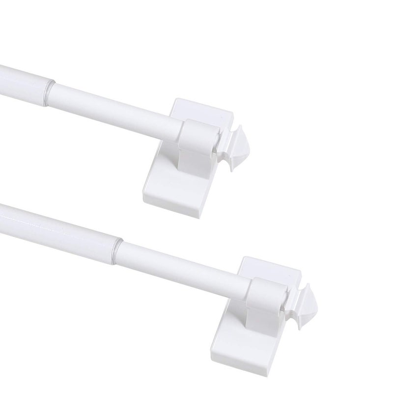 Magnetic Curtain Rods for Metal Doors Multi-Use Adjustable Curtain Rods for Small Windows Cafe Sidelight and Iron Steel Places, 1/2 Inch Diameter, Tool Free (2 Pack, Adjust from 16 to 28 Inch, White)