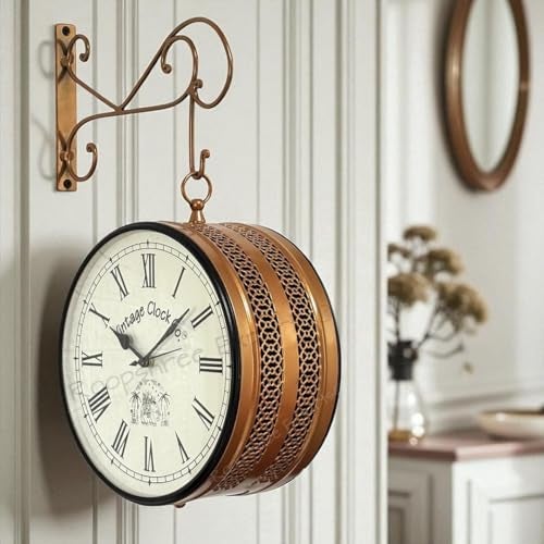 Vintage Clock Handcrafted Double Side Wall Clock 1 Year Warranty / 6601-12-HR - Image 2