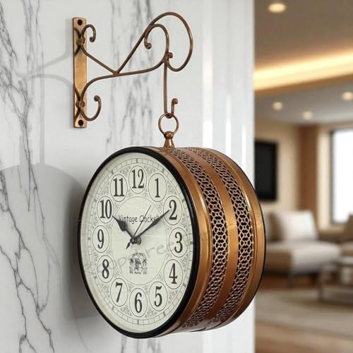 Vintage Clock Handcrafted Double Side Wall Clock 1 Year Warranty / 6601-12-HR - Image 3