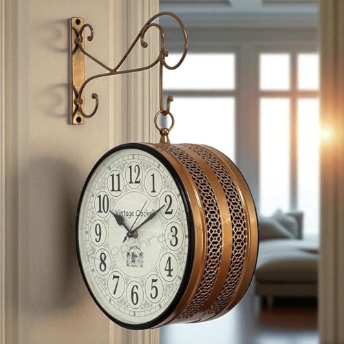 Vintage Clock Handcrafted Double Side Wall Clock 1 Year Warranty / 6601-12-HR - Image 1