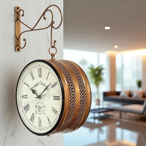 Vintage Clock Handcrafted Double Side Wall Clock 1 Year Warranty / 6601-12-HR - Image 4