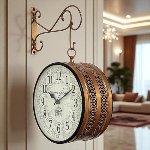 Vintage Clock Handcrafted Double Side Wall Clock 1 Year Warranty / 6601-12-HR - Image 5