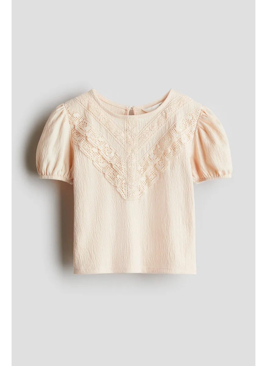 اتش اند ام Lace-Detail Cotton Blouse