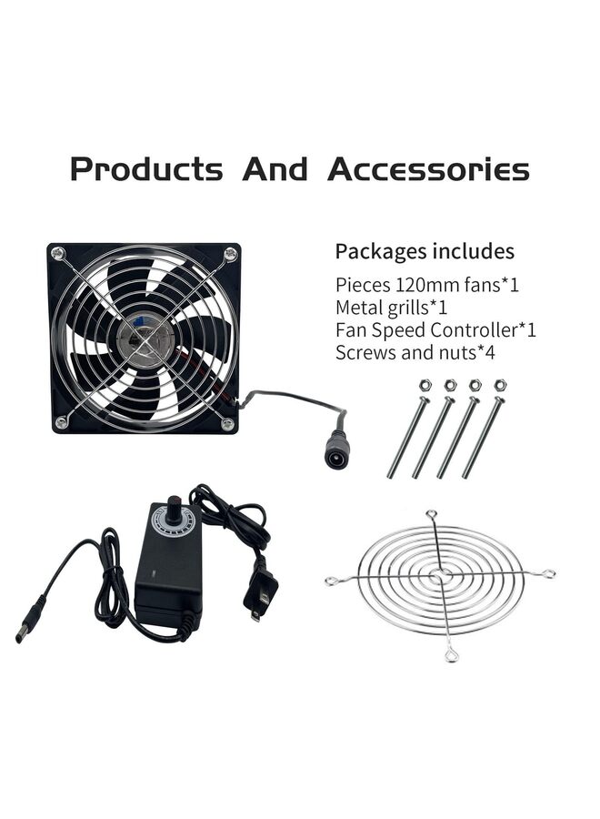 Computer Fan with Plug-120mm 120V 110V 220V with Variable Speed Controller Muffin Axial loanword 12V Case Cooling Small USB Fan for Cabinet Doorway Receiver - Image 3