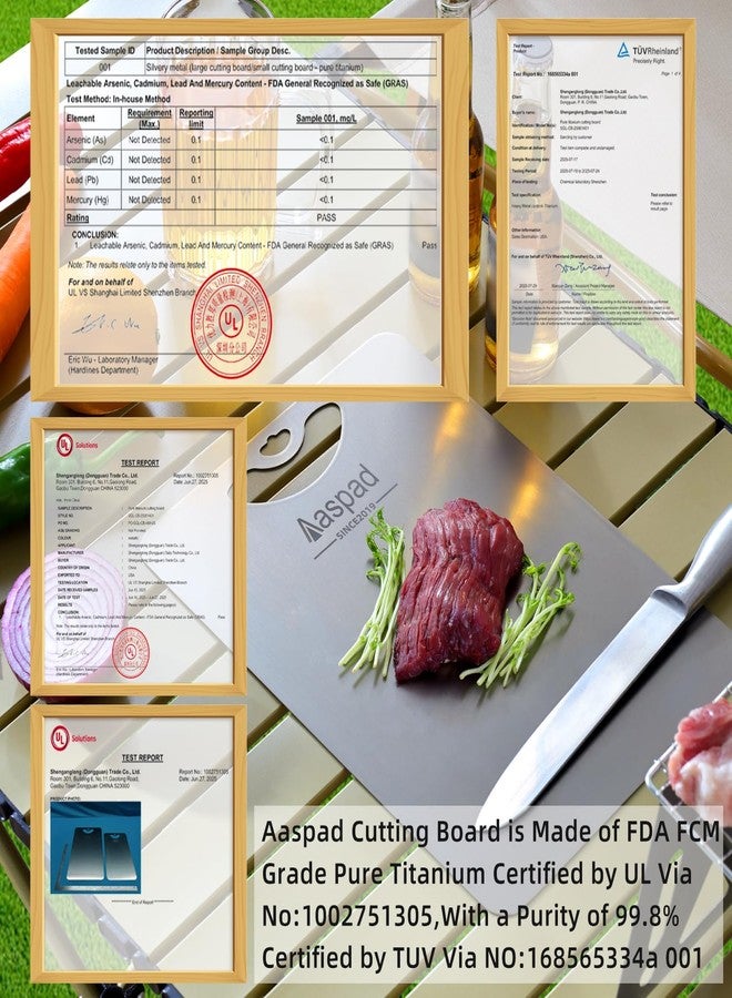 Aaspad Pure Titanium Cutting Board Non-Toxic for Kitchen Washable Portable Lightweight Metal Chopping Board Dishwasher Safty Suit for Home Cooking and Outside Camping - Image 3