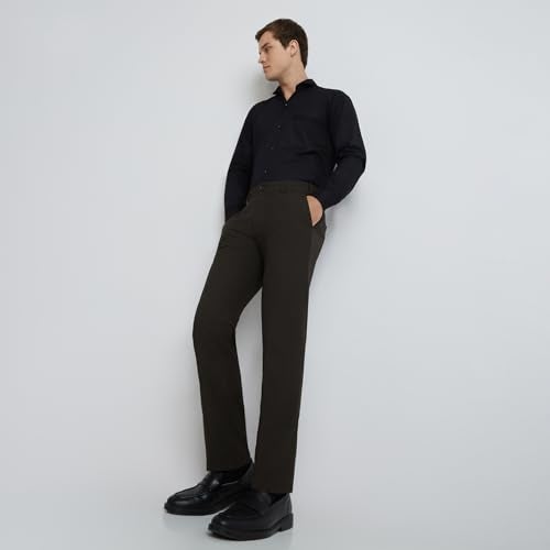 Raymond Men's Slim Fit Mid Rise Formal Trousers, Poly Viscose Blend, Solid Pattern, Flat Front | Dark Brown - Image 5
