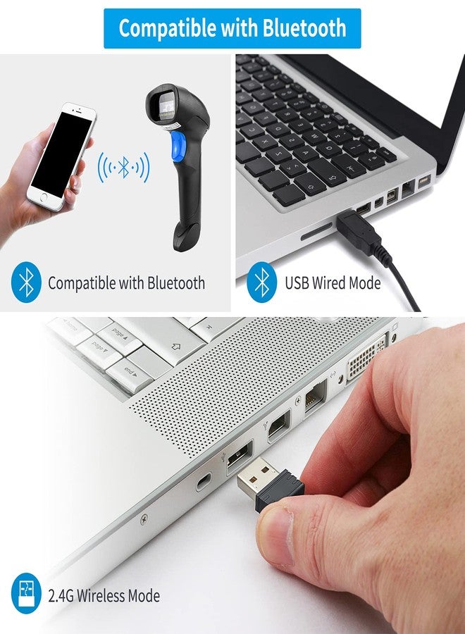 NetumScan Bluetooth QR Barcode Scanner with Stand, 3 in 1 Wireless 1D 2D Bar Code Scanner USB Image Bar Code Reader for Computer, Tablet, iPhone, iPad, Android - Image 2
