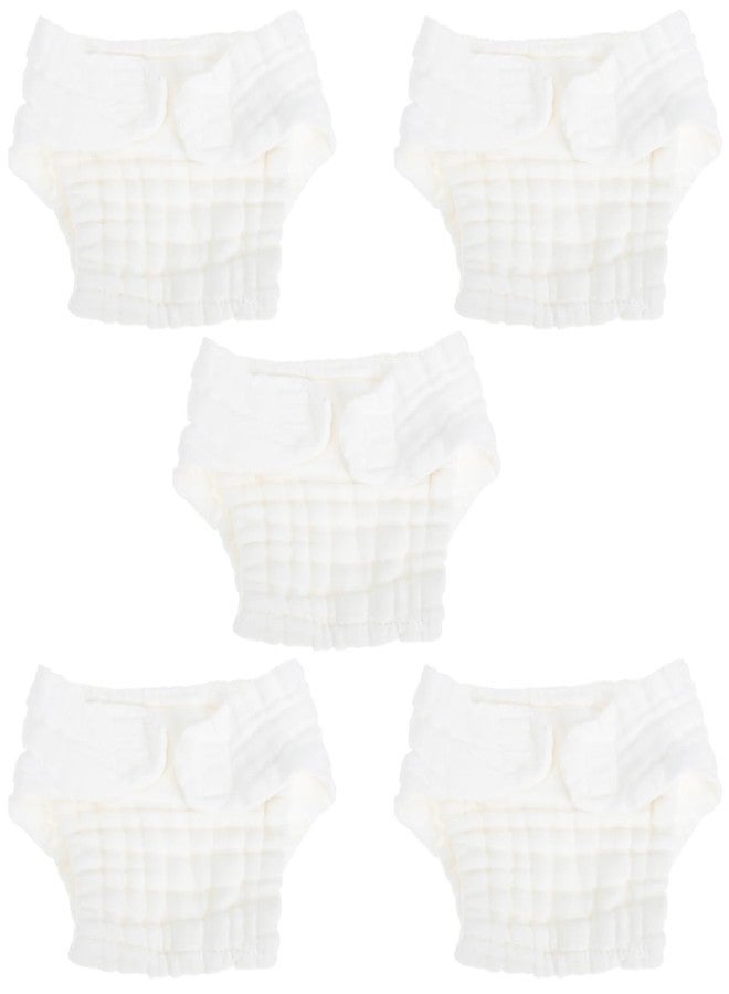 Healifty Newborn Diapers 5pcs Diaper Baby Cloth Newborn Pure Cotton Mustard White Washable Baby Diapers - Image 1