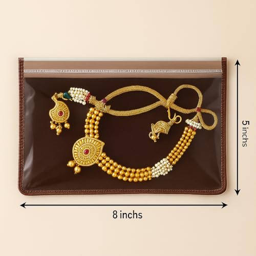 Nibbler Jewellery Organiser Pouch 25 Piece (21x13 cm), One Side Clear and Velvet from Inside Zip Lock Pouch Storage Care for Earring, Ring, Stone, Necklace Box (Clear Velvet-Transparent) (25 Pouch) - Image 2