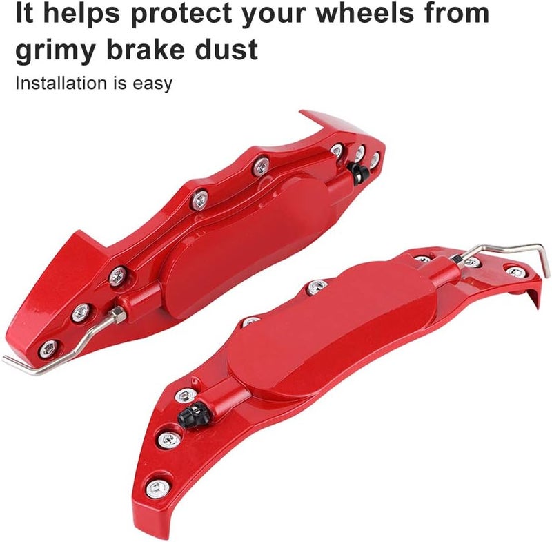 Eujgoov Red Brake Caliper Covers - Universal Fit, Aerospace-Grade Aluminum, Easy Installation - Image 4