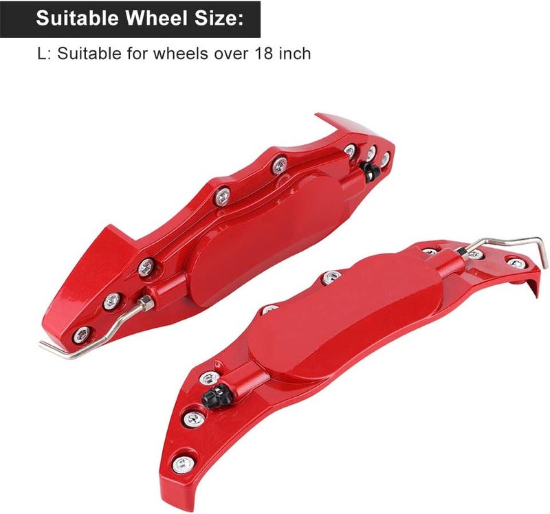 Eujgoov Red Brake Caliper Covers - Universal Fit, Aerospace-Grade Aluminum, Easy Installation - Image 2
