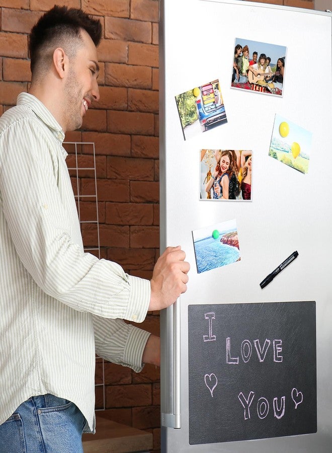 Odowalker 50 PCS Reusable Magnetic Picture Frames for Fridge, 2.5 x 3.5 Inch White Wallet Size Photo Pocket Sleeves, Magnetic Pocket Picture Frame for Refrigerator Locker, Office - Image 5