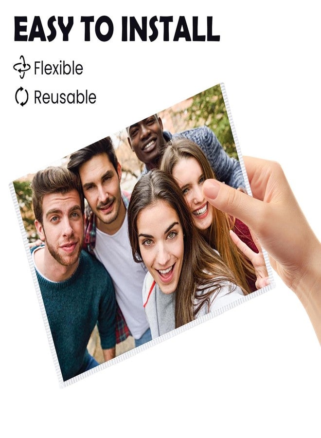 Odowalker 50 PCS Reusable Magnetic Picture Frames for Fridge, 2.5 x 3.5 Inch White Wallet Size Photo Pocket Sleeves, Magnetic Pocket Picture Frame for Refrigerator Locker, Office - Image 3