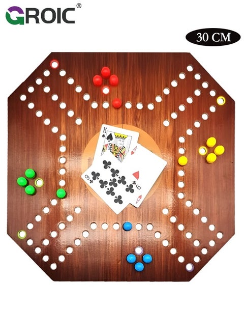Jackaroo Board Game,Ludo Board Game,Folding Board Game for 4 Players with 16 Marbles and Cards,30 cm x 30 cm Size,Jackaroo Game Family Game Marble Game