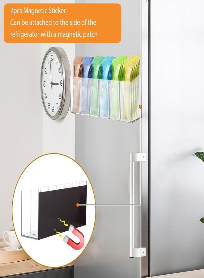 Vurlexat 2 PACK Drink Packet Organizer with Removable Divider & Compartment, Mountable Water Packet Organizers Container Storage with 6pcs Adhesive & 2 Magnetic Stickers for Powder Water Packets - Image 3