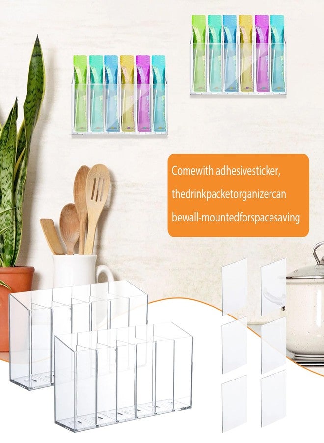 Vurlexat 2 PACK Drink Packet Organizer with Removable Divider & Compartment, Mountable Water Packet Organizers Container Storage with 6pcs Adhesive & 2 Magnetic Stickers for Powder Water Packets - Image 4
