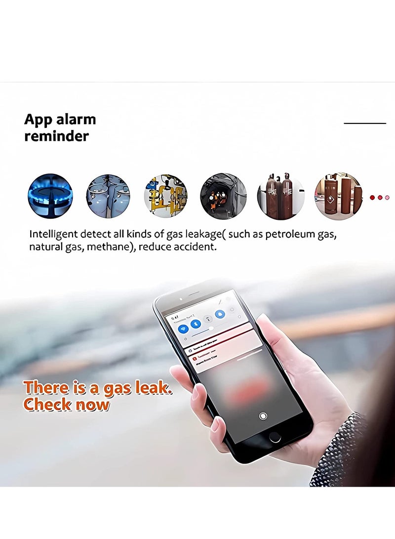 Smart WiFi Natural Gas Leak Detector with LCD Display and Temperature Sensor, Plug-in Sensor for LPG, LNG, Methane, and Butane Gas Detection.