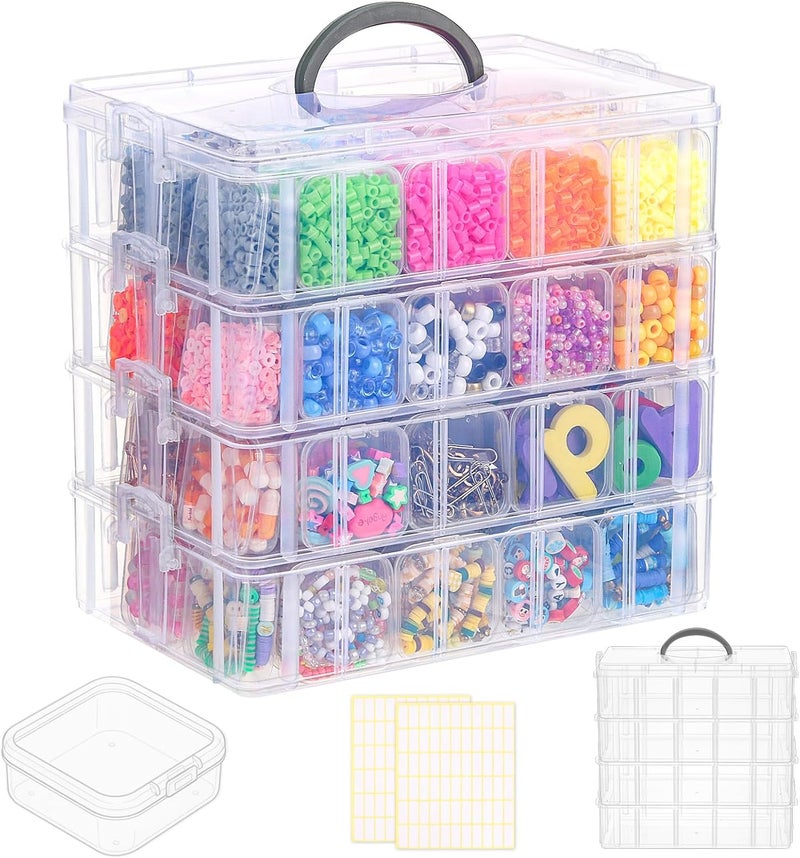 SGHUO Bead Organizer Box, 112pcs Small Organizers, 4-Tier Stackable Storage Container Box for Art Craft Storage, Washi Tape, Kids Toys, Jewelry, Beauty & Sewing Supplies - Image 1