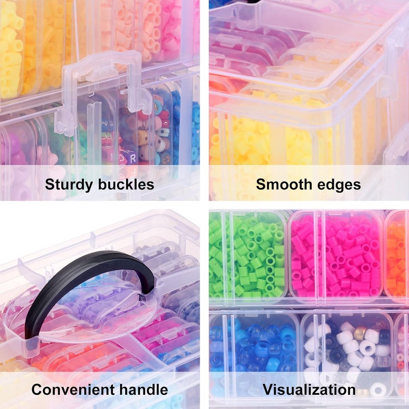SGHUO Bead Organizer Box, 112pcs Small Organizers, 4-Tier Stackable Storage Container Box for Art Craft Storage, Washi Tape, Kids Toys, Jewelry, Beauty & Sewing Supplies - Image 3