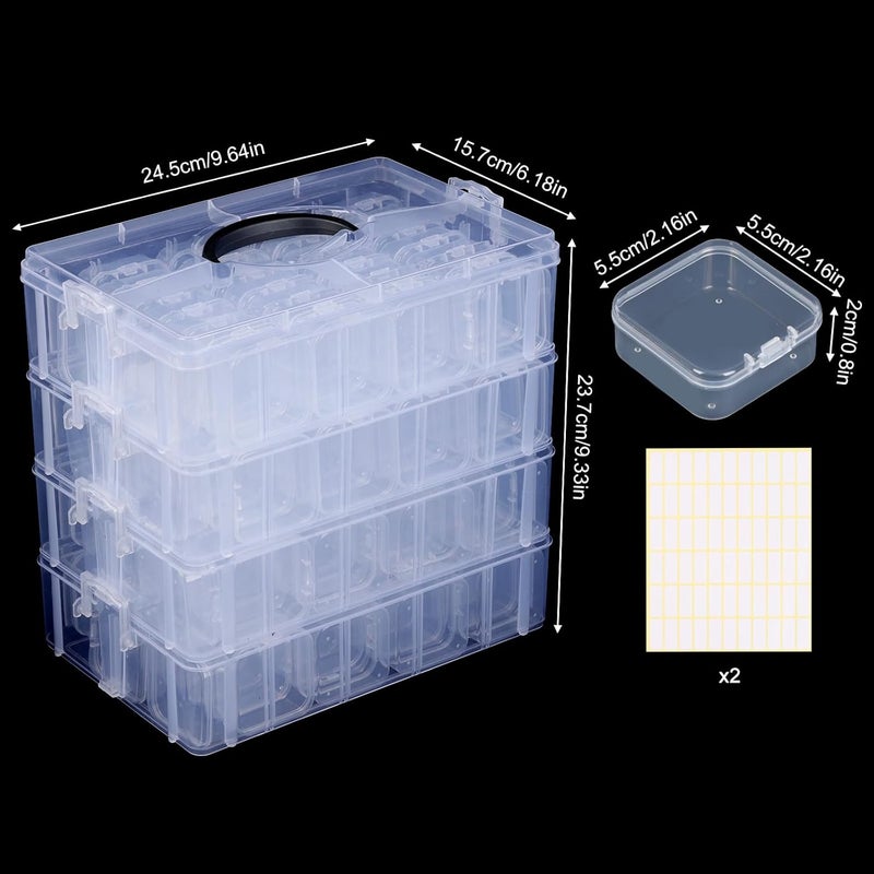 SGHUO Bead Organizer Box, 112pcs Small Organizers, 4-Tier Stackable Storage Container Box for Art Craft Storage, Washi Tape, Kids Toys, Jewelry, Beauty & Sewing Supplies - Image 2