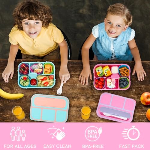 MaMix Bento Lunch Box, 4-Compartment Adult & Kids Lunch Containers (1300ML, Purple) - Image 5