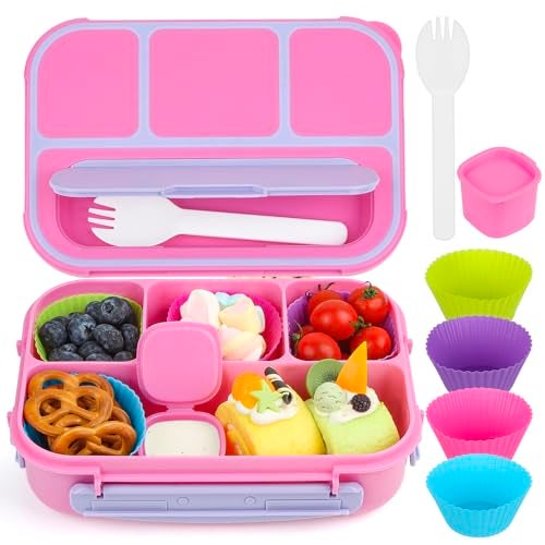 MaMix Bento Lunch Box, 4-Compartment Adult & Kids Lunch Containers (1300ML, Purple) - Image 1