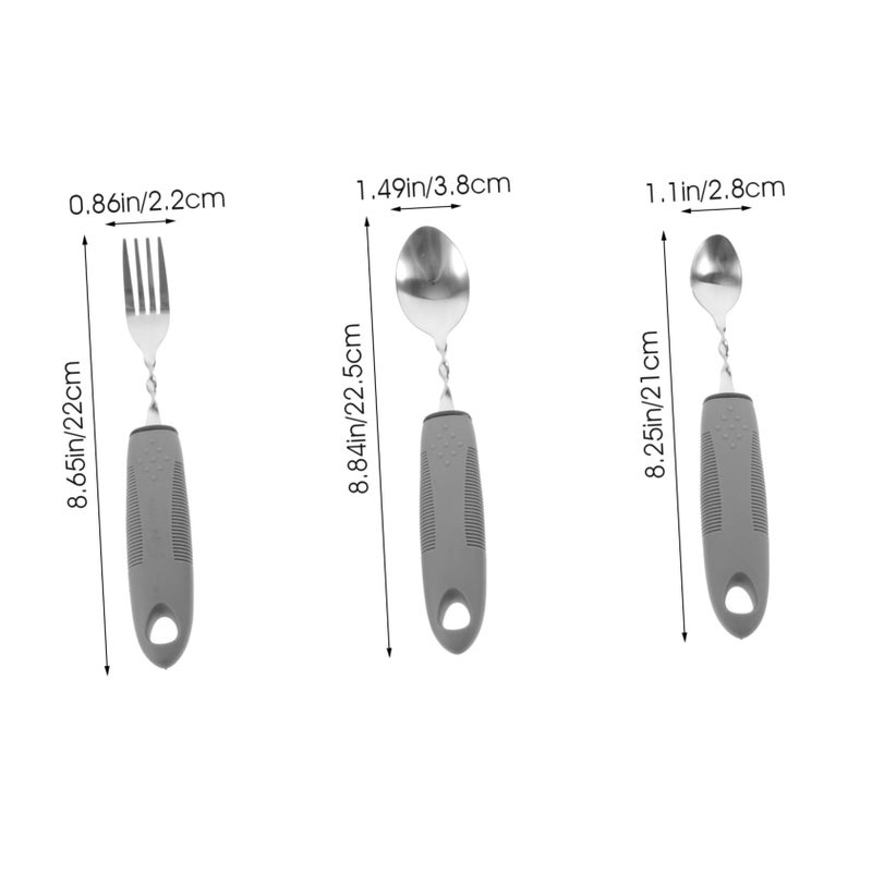 Utensils Skid Resistant Tableware Elderly Cutlery Portable Caregiver Aid 20.5X1.7X2CM - Image 3