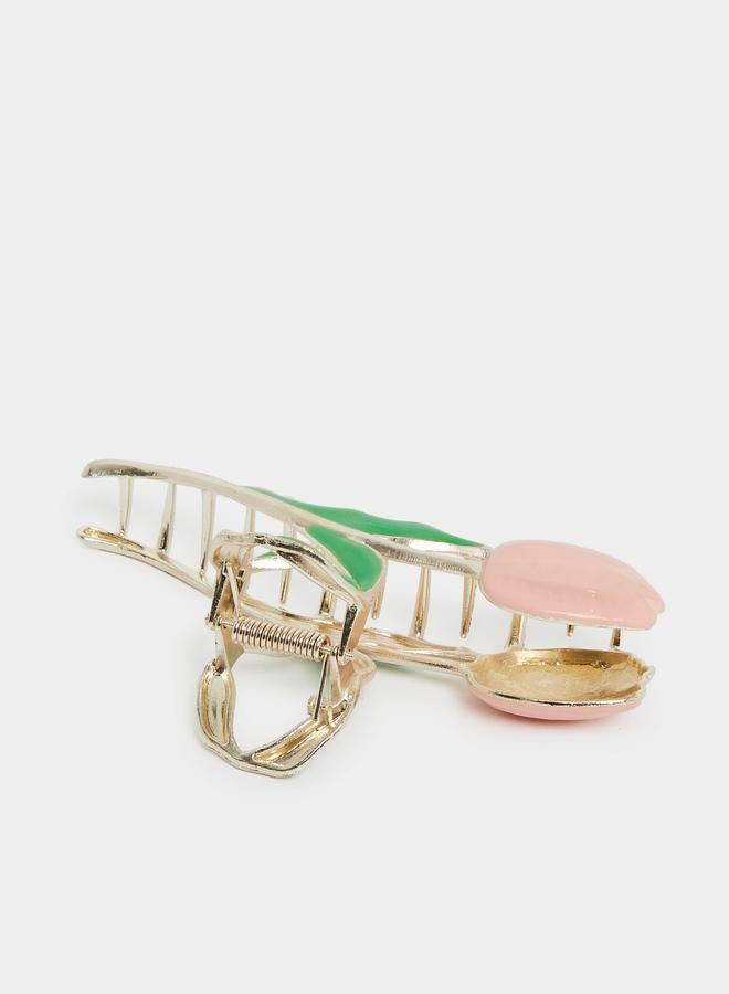 ستايلي مشبك شعر وردي على شكل زهرة توليب - Image 3