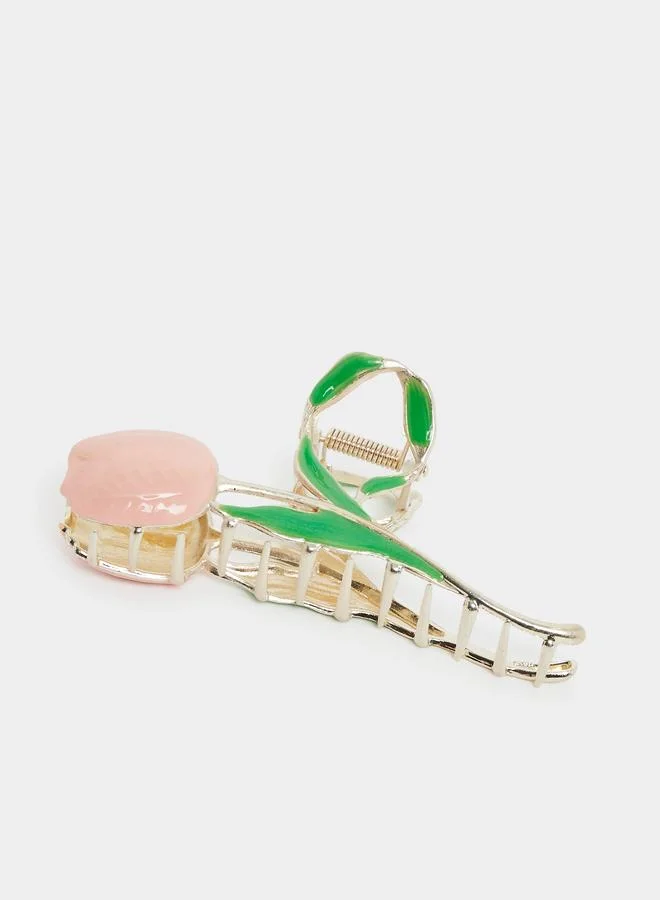 ستايلي مشبك شعر وردي على شكل زهرة توليب