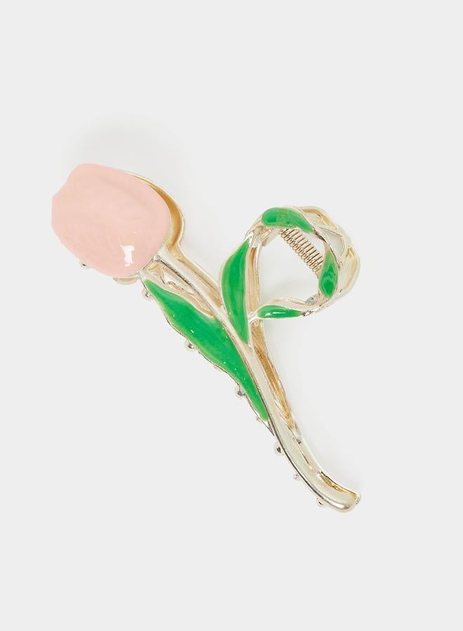 ستايلي مشبك شعر وردي على شكل زهرة توليب - Image 1