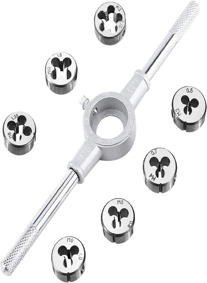 ISC 8pcs Metric Adjustable Tap Die Wrench Set M3/4/5/6/8/10/12 Screw Thread Taper Hand Tool Kit - Image 1
