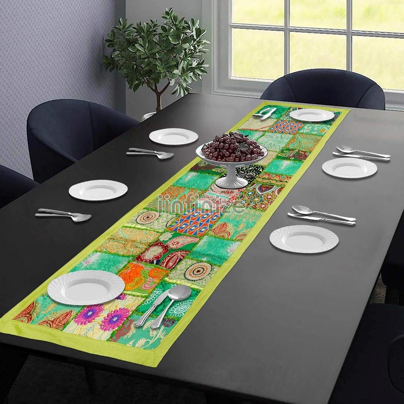 iinfinize Kambadiya Table Runner Dining Table Bowl Runner Patchwork Table Cloth Traditional Plate Runner Indian Embroidered Table Cloth 16x48 Inch Vintage Table Runner Wedding Event Table Runner - Image 1