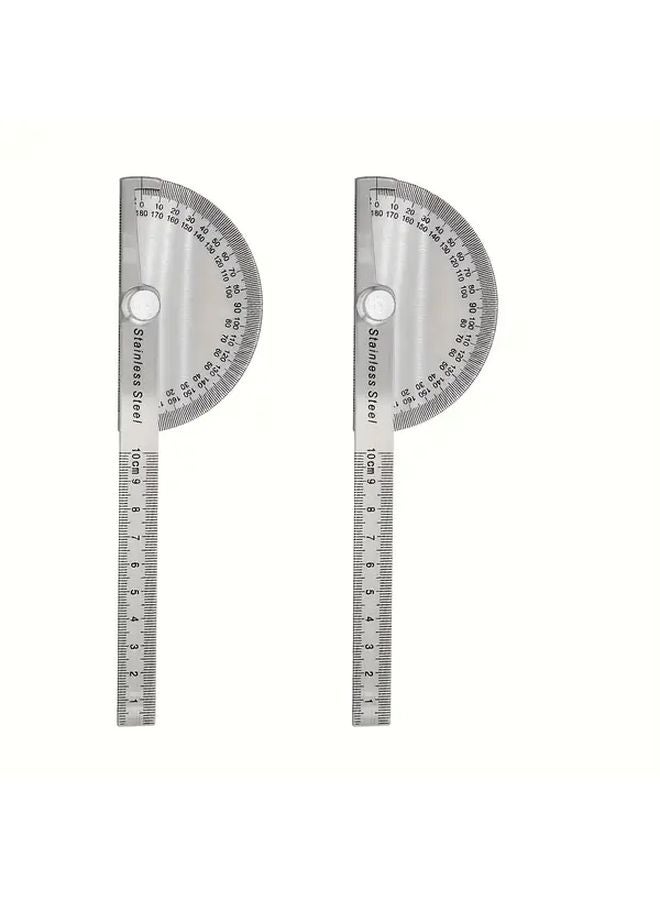 2pcs Heavy Duty Metal Angle Ruler and Protractor with 0 180 Degree Scale 1 8 Inch Precision - Image 2