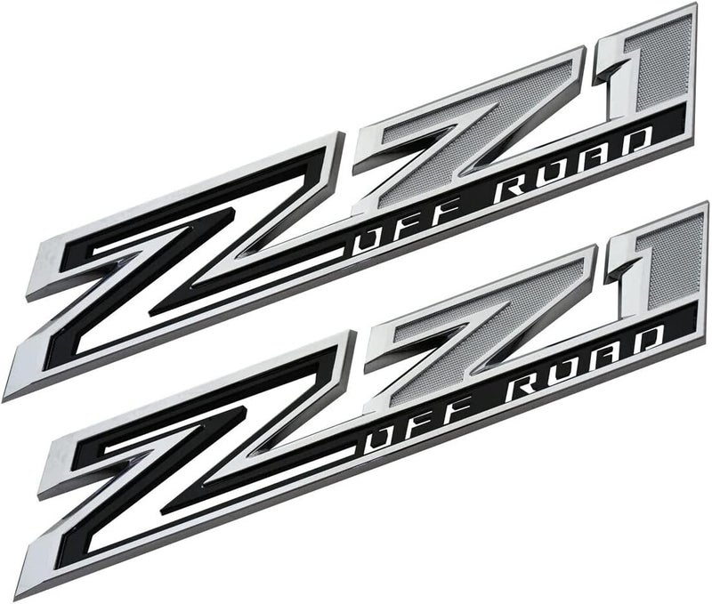 Yoaoo 2-Pack OEM Z71 Off Road Emblems Side Decals Badges for Silverado (Chrome Black) - Image 1