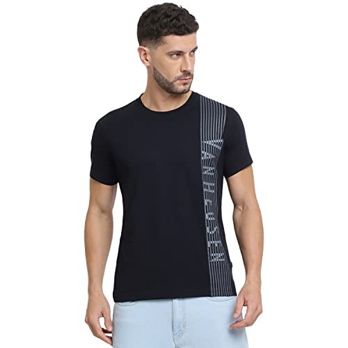 Van Heusen Athleisure Men T-Shirt - Cotton Rich - Ultra Soft, Crew Neck, Short Sleeve_60044_Black_M - Image 1