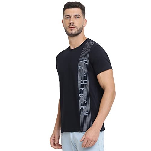 Van Heusen Athleisure Men T-Shirt - Cotton Rich - Ultra Soft, Crew Neck, Short Sleeve_60044_Black_M - Image 2
