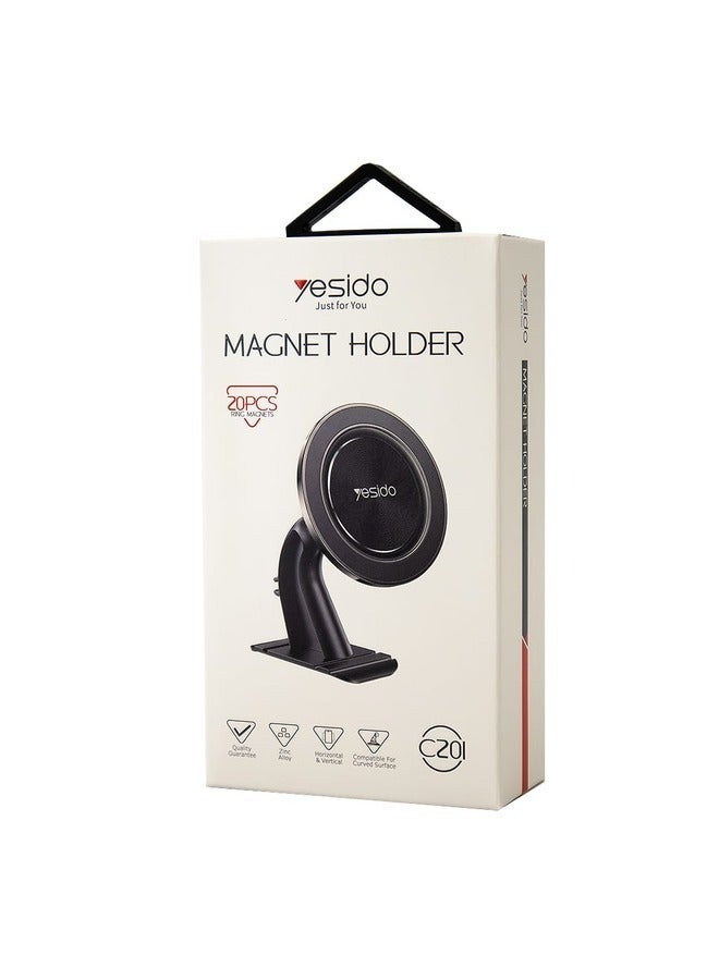 "C201 Magnetic Phone Holder – 20 Magnets, Anti-Slip Grip, Charging Port Access, Universal Fit (Black)" - Image 3