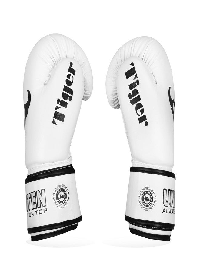 UNITEN Tiger Amateur Boxing Glove | Leather Gloves | Unisex Boxing Gloves (White, 12 oz) - Image 5