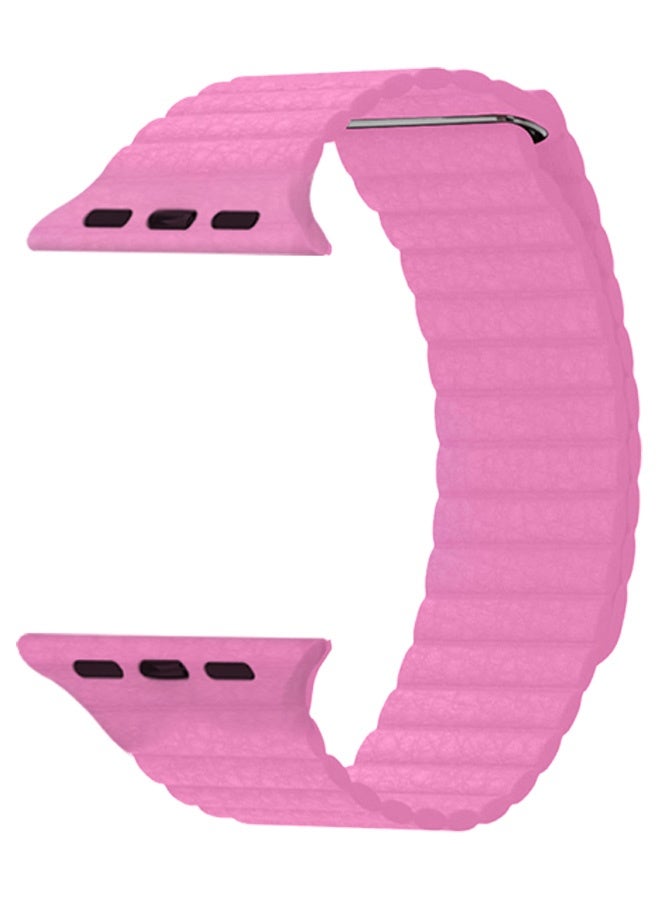 CATANES 49mm 46mm 45mm 44mm Leather Loop Band for Apple Watch Magnetic Watch Strap Wristband - Pink - Image 1