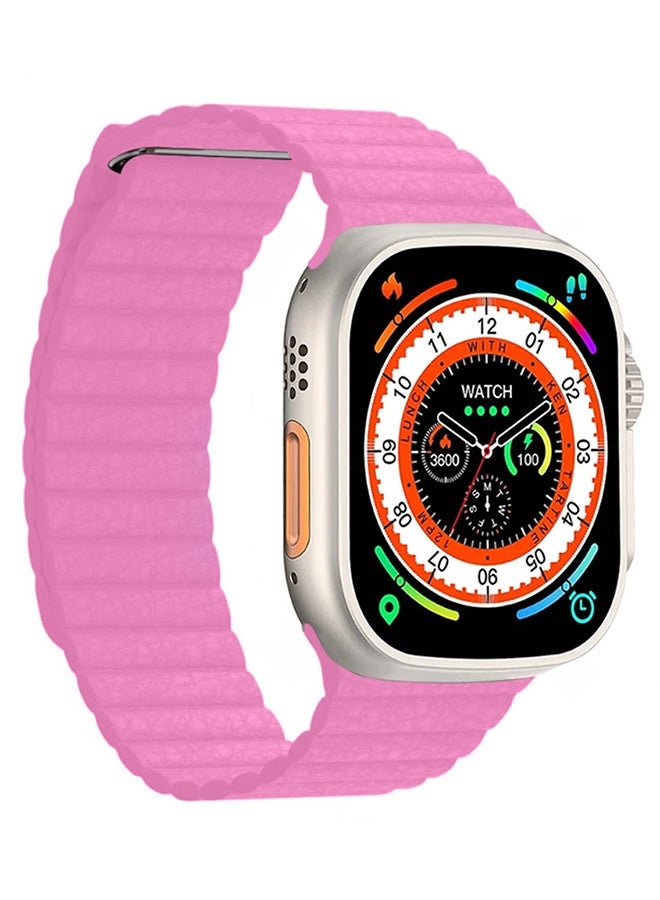 CATANES 49mm 46mm 45mm 44mm Leather Loop Band for Apple Watch Magnetic Watch Strap Wristband - Pink - Image 5