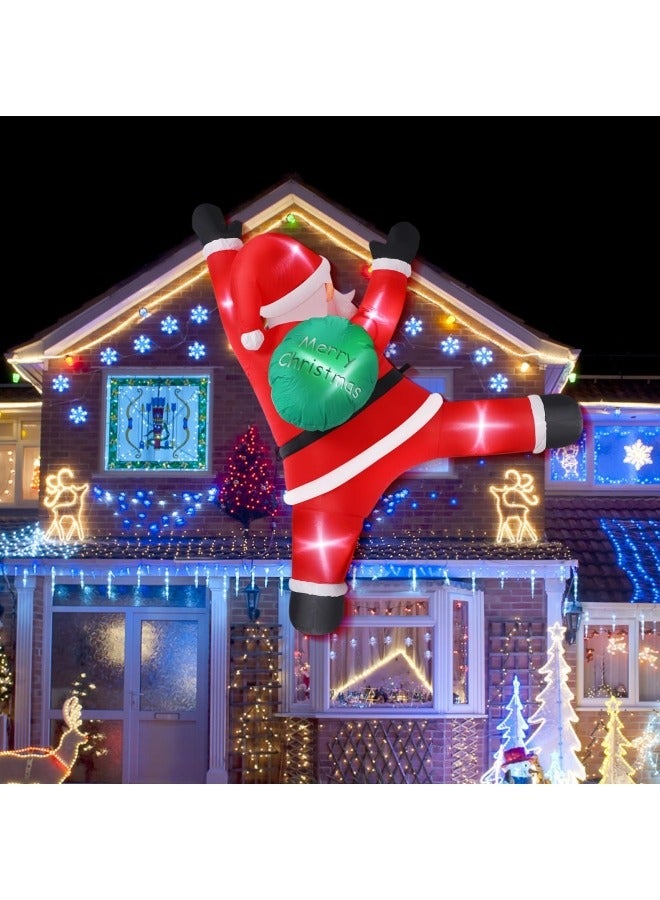 CCOVERY 6FT Hanging Christmas Inflatables Climbing Santa Claus Decorations Built-in LED Lights Blow up Christmas Ornaments Holiday Decor for Roof Outdoor Indoor Wall - Image 1